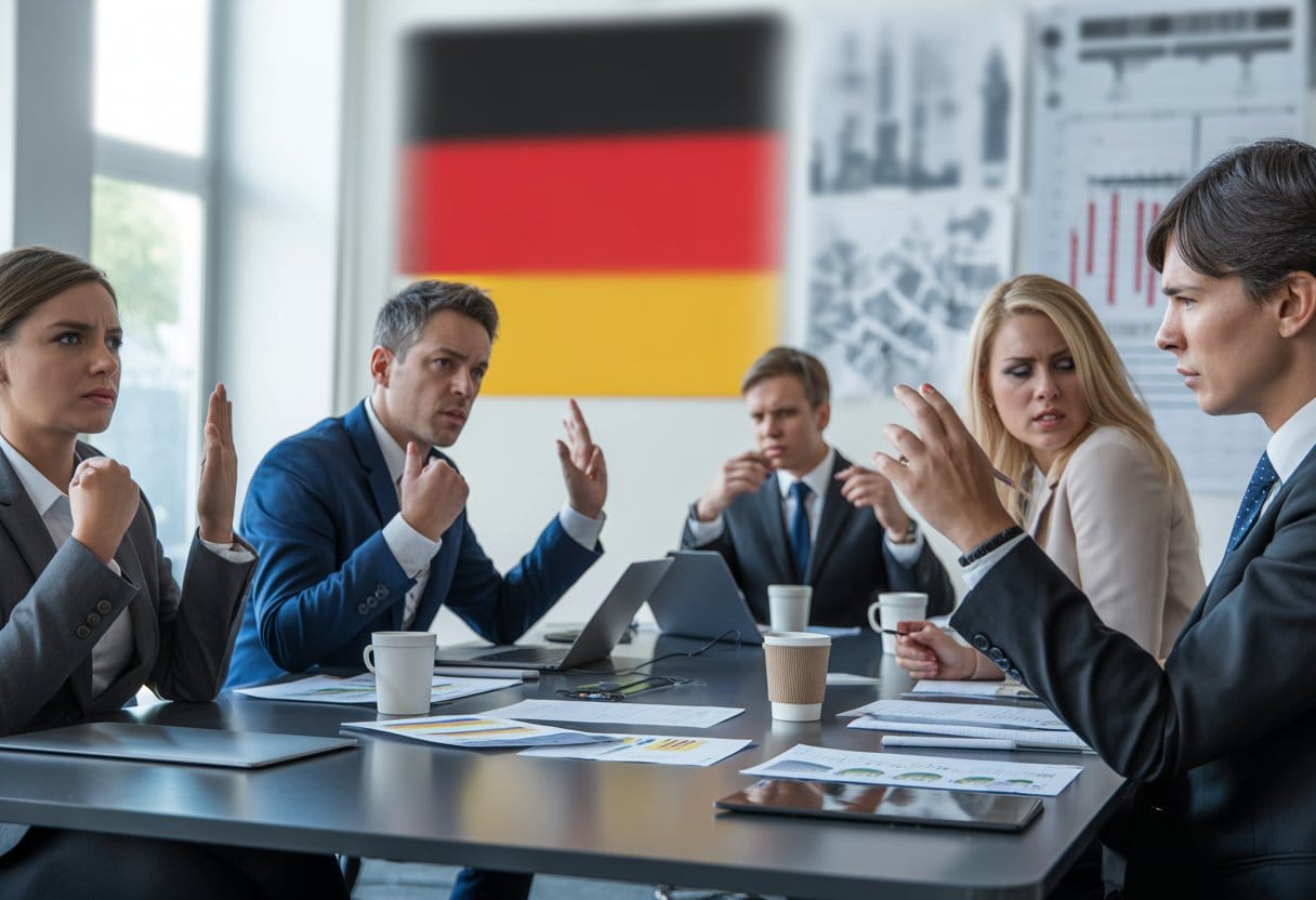 Ampel-Aus: War das Regieren oder nur ein teures Impro-Theater? – Ursachen, Folgen und Ausblick 3 Menschen in einem Besprechungsraum führen eine angespannte politische Diskussion.